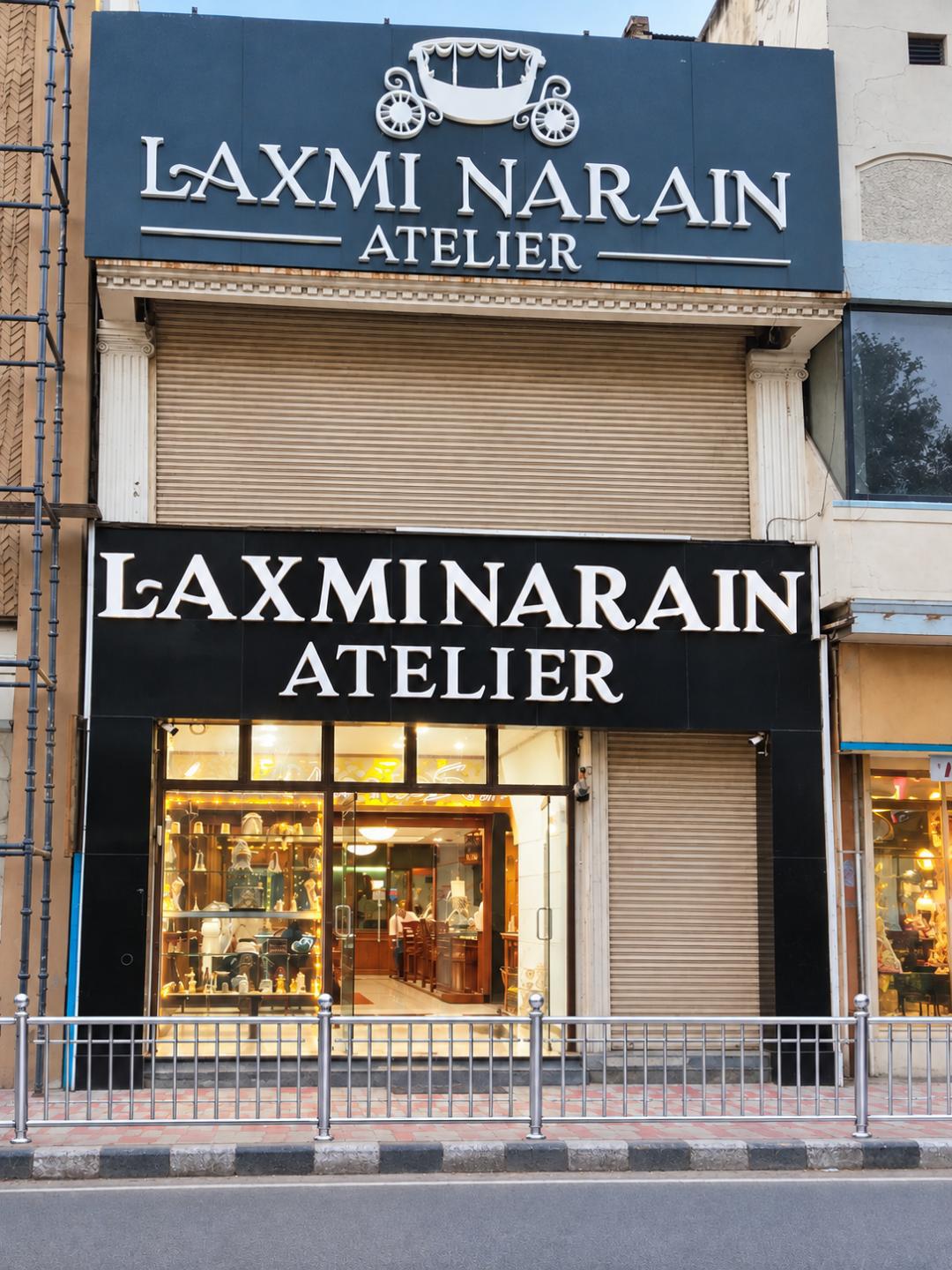Laxmi Narain Atelier storefront in Sadar Bazaar, Agra