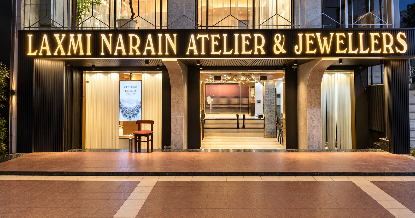 Laxmi Narain Atelier and Jewellers flagship storefront on M.G. Road, Agra
