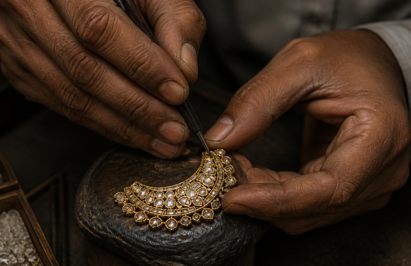 An heirloom bangle reset, keeping the original gold.